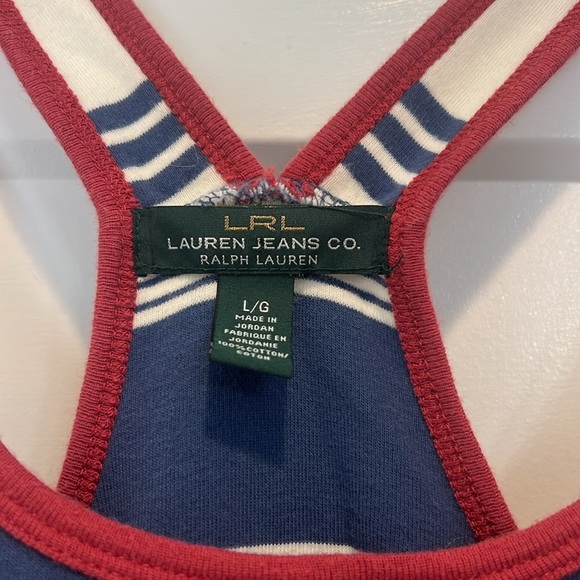 Lauren Ralph Lauren Navy and Red Striped Tank size large. - Picture 3 of 7